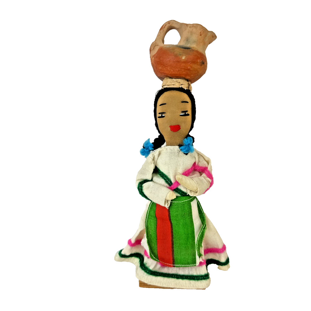 Vintage Handcrafted Folk Art Doll With Water Jug